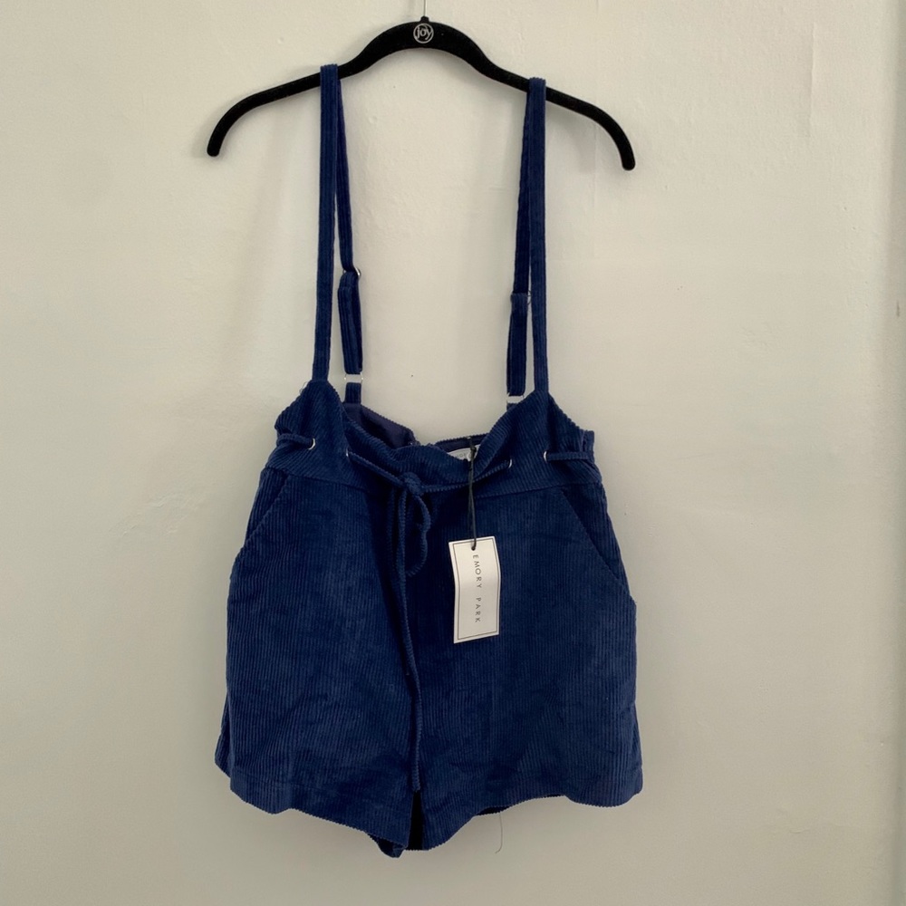 Blue romper/suspender style shorts